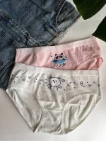 بسته دو عددی شورت عروسکی نخ پنبه زنانه طرح حیوانات کد 3